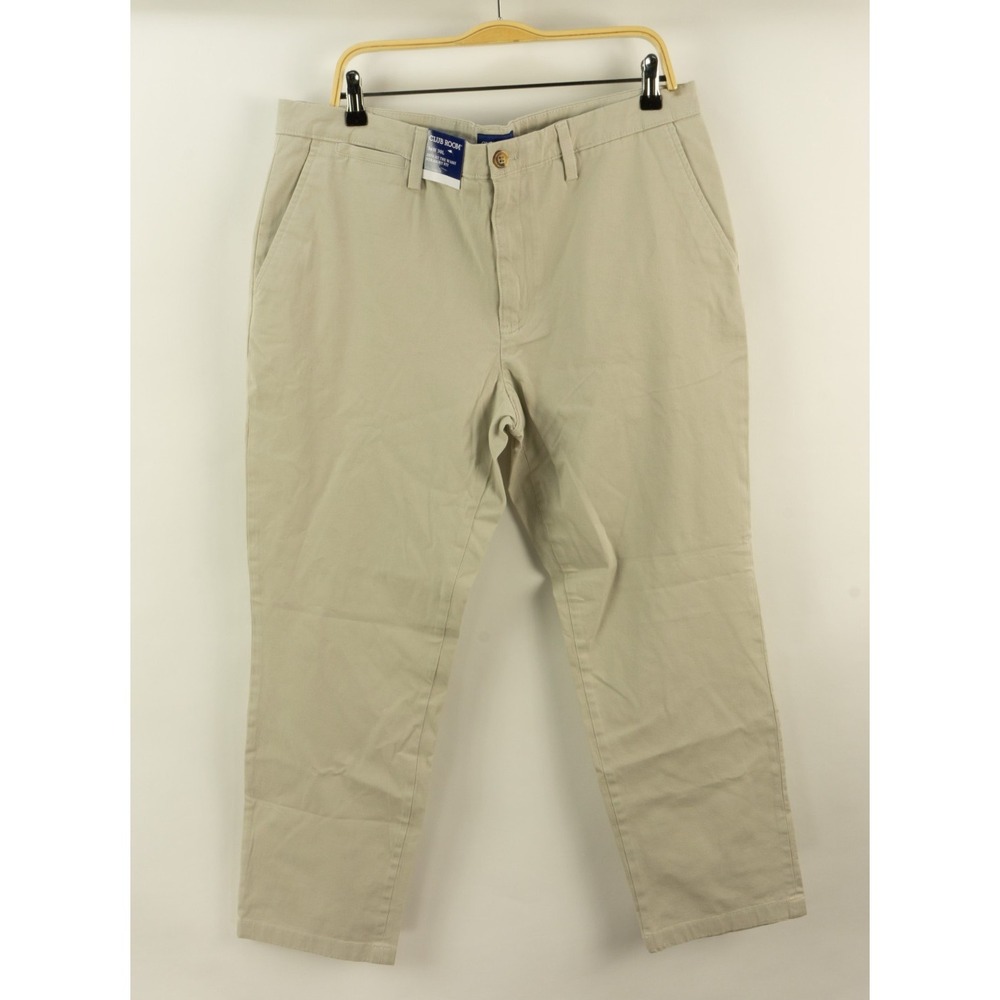 Club Room Mens 36x30 Beige Stretch Cotton Four-Way Stretch‎ Chino Pants